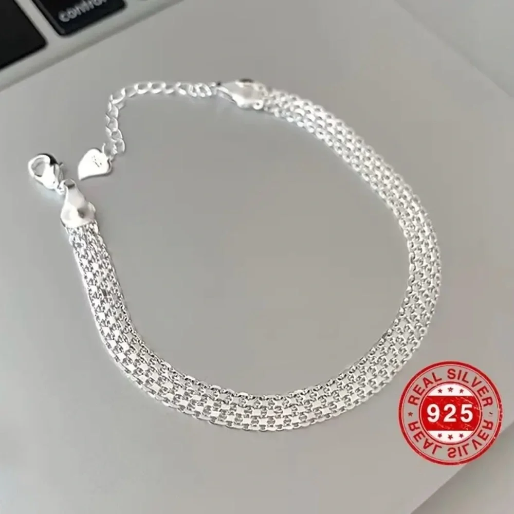 925 Sterling Silver Thick Chain Adjustable Bracelet New in Box